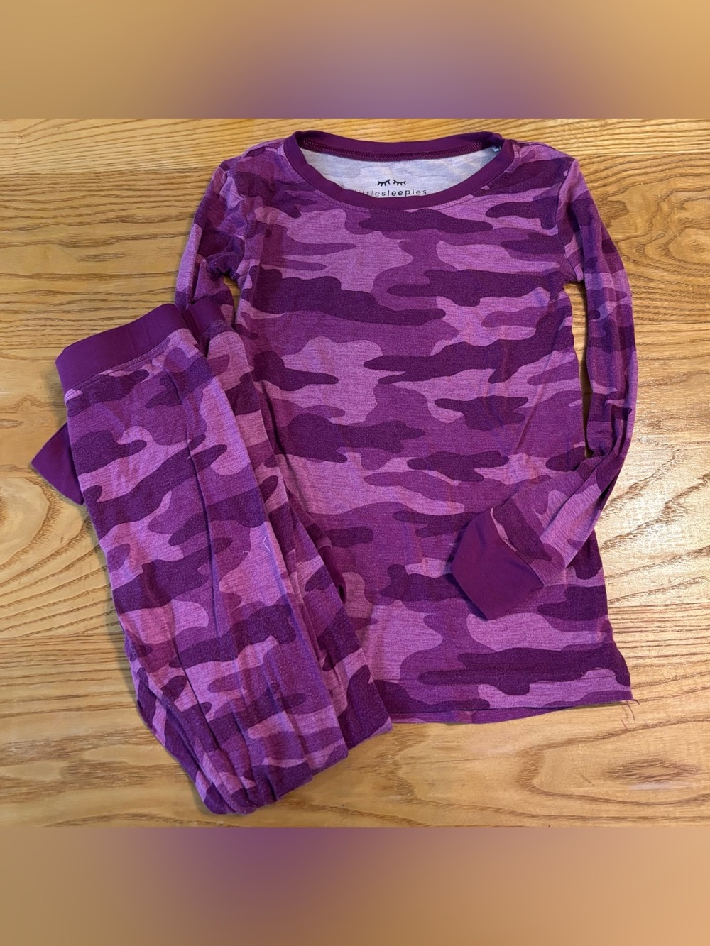 Little Sleepies Purple Camo Kids Pajama Set long sleeve